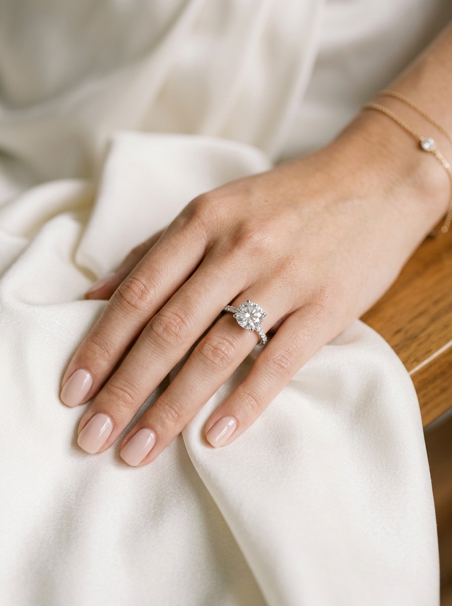 Diamond ring worn on a hand