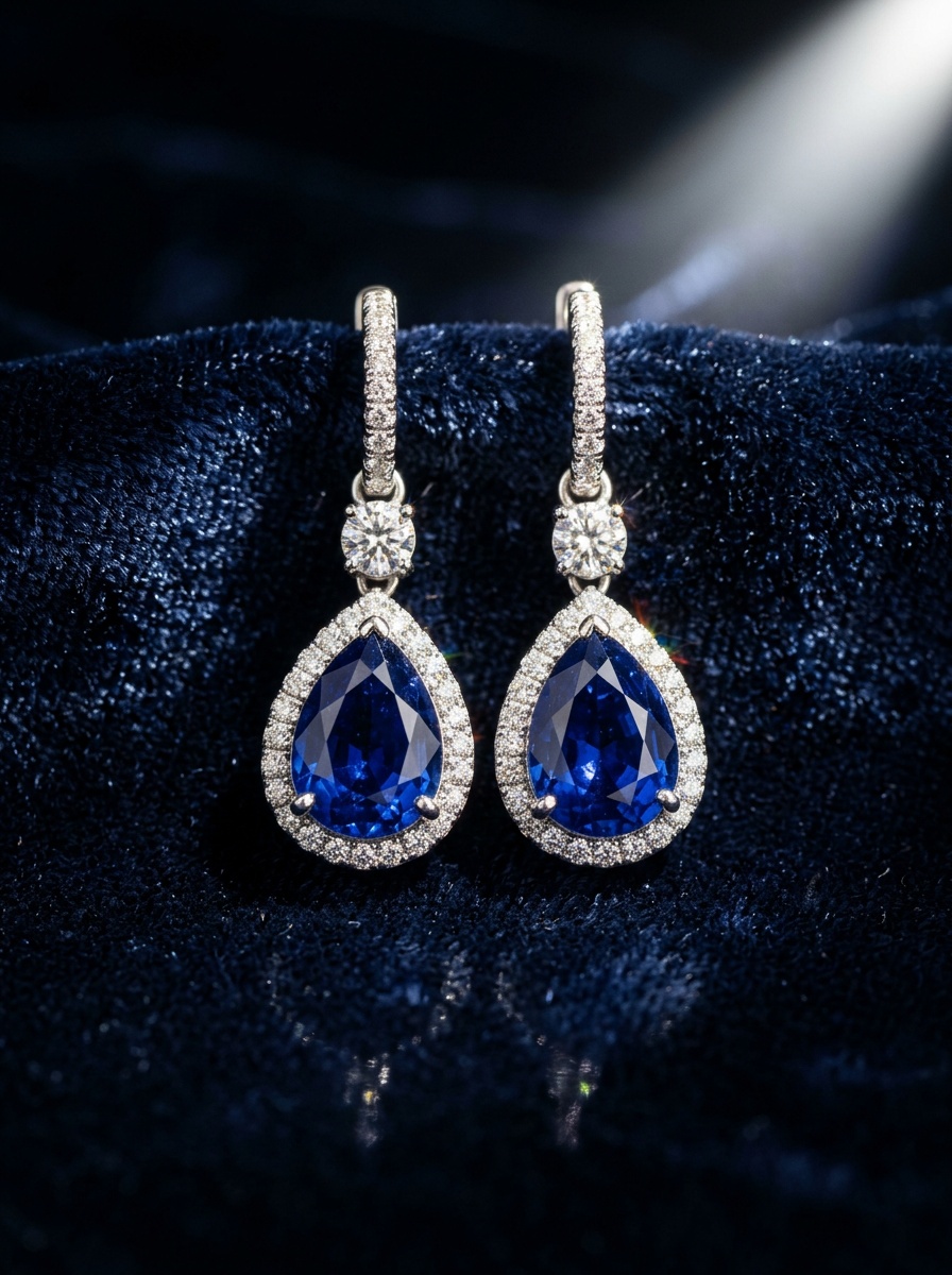 Drop earrings on dark velvet