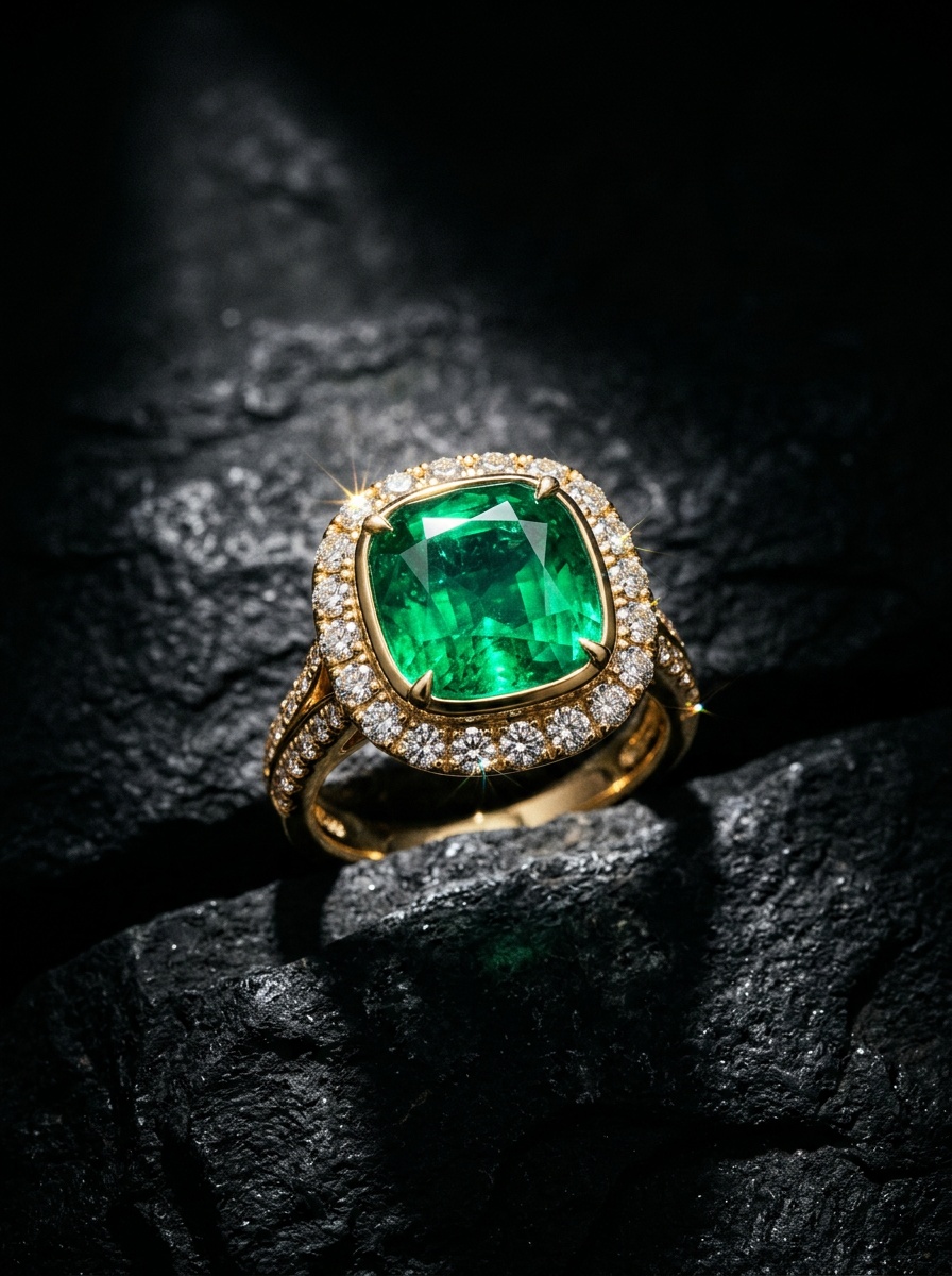 Emerald ring editorial shot